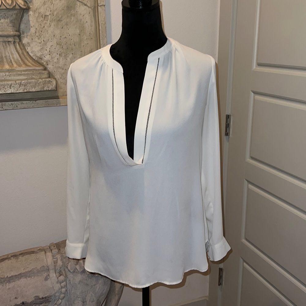 Ann Taylor long sleeve ivory top‎ blouse Sz XXS petite